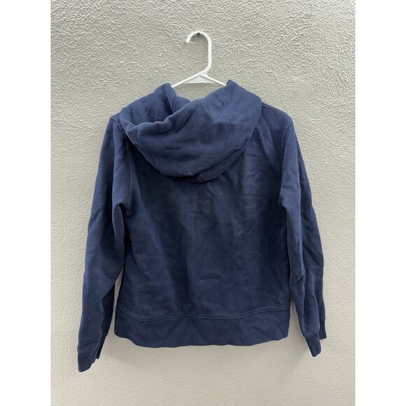 Tommy Hilfiger Womens Jacket Size Large Navy Blue Zip Up Fuzzy Logo Hooded - Picture 5 of 10
